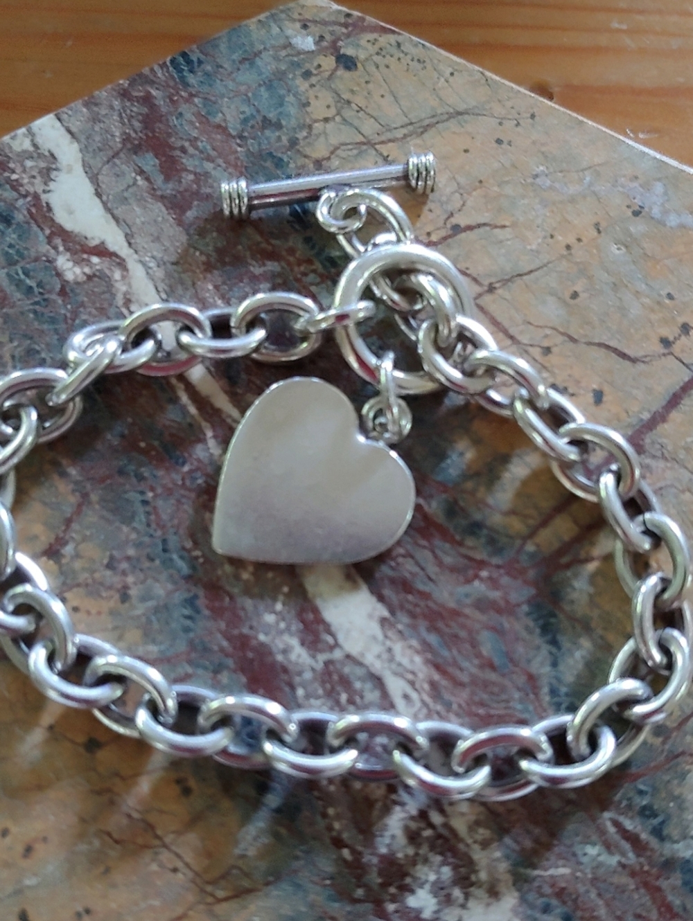 Classic Sterling Silver Heart Toggle Bracelet - Women's Jewelry